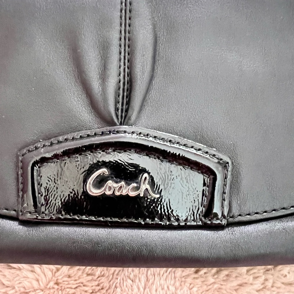 Coach Black Leather Wristlet with Logo Detail - Picture 3 of 9